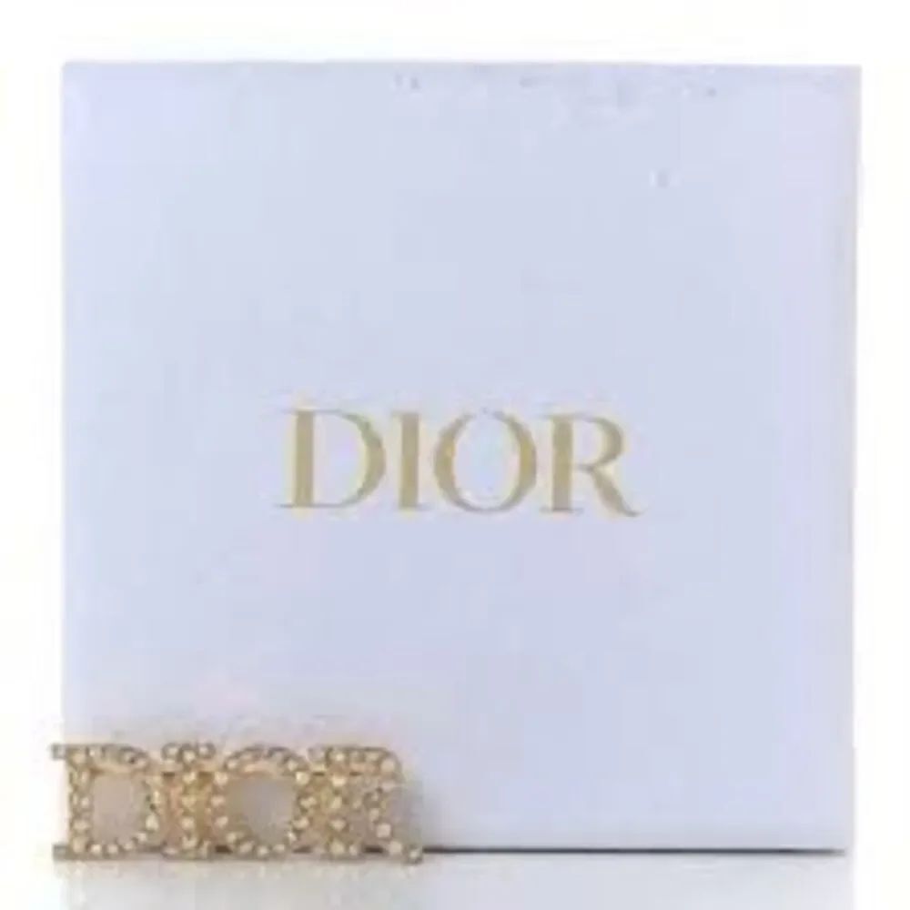 Crystal Dior Logo Brooch Gold-NWOT
